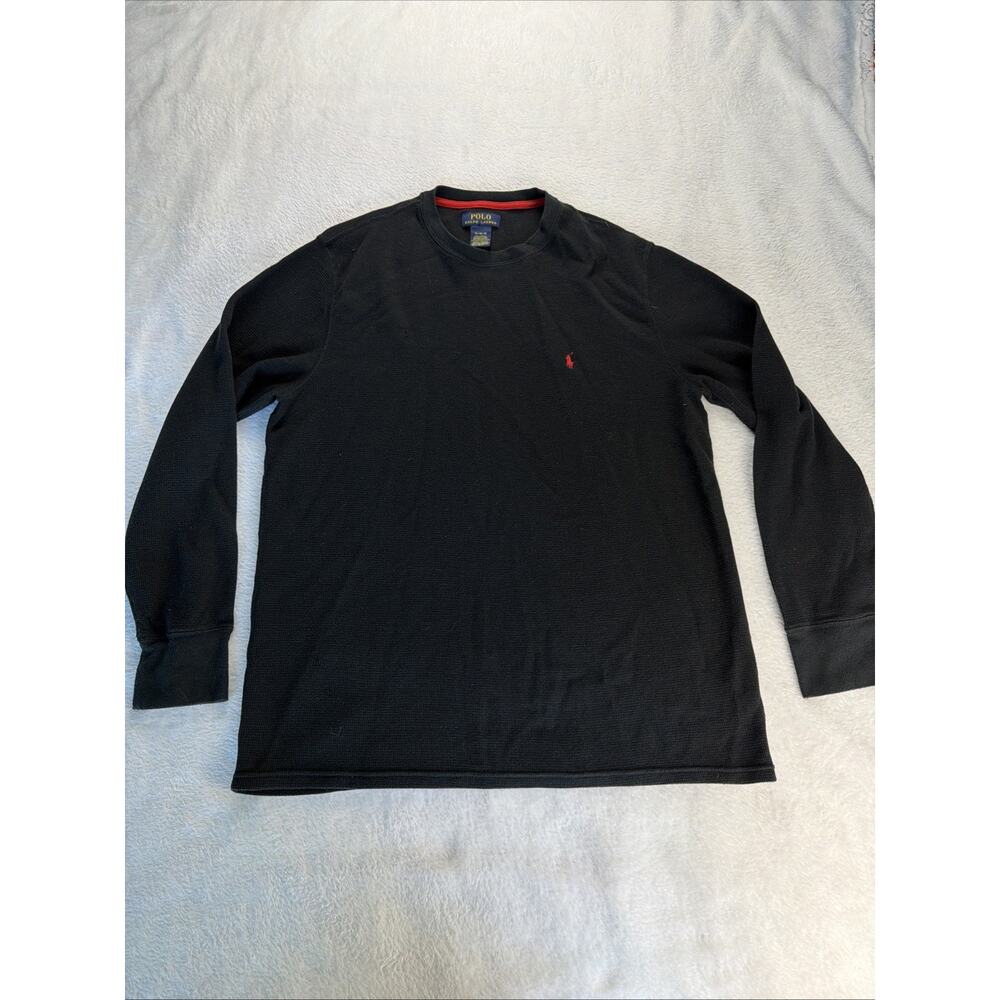 Polo Ralph Lauren Pull Over Waffle Knit Long Sleeve Black Men XL